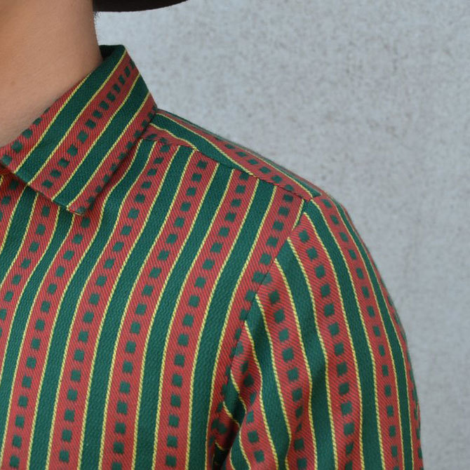 【40% off sale】FRANK LEDER(フランクリーダー) TRADITIONAL GERMAN FORK FABRIC SHIRT -(48/76)GREEN/DK RED- #0716037【S】(8)