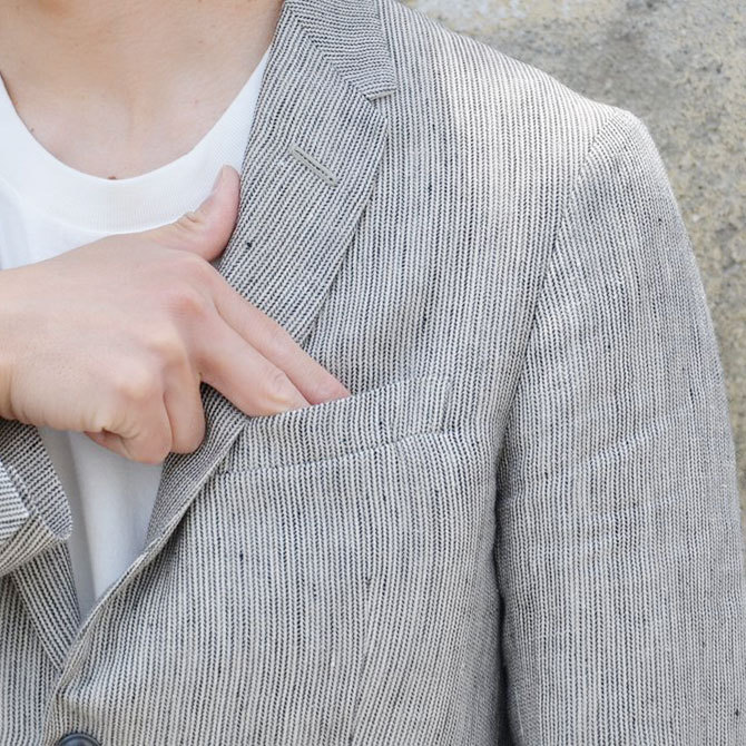 OLDMAN'S TAILOR(オールドマンズテーラ) 2Bストライプジャケット -GRY X NTL STRIPE-(8)