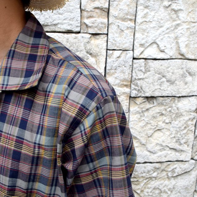 INDIVIDUALIZED SHIRTS(CfBrWACYhVc)/ Linen Camp Collar Shirt S/S (AthleticFit) -OLIVE CHECK-#IS1911198(8)