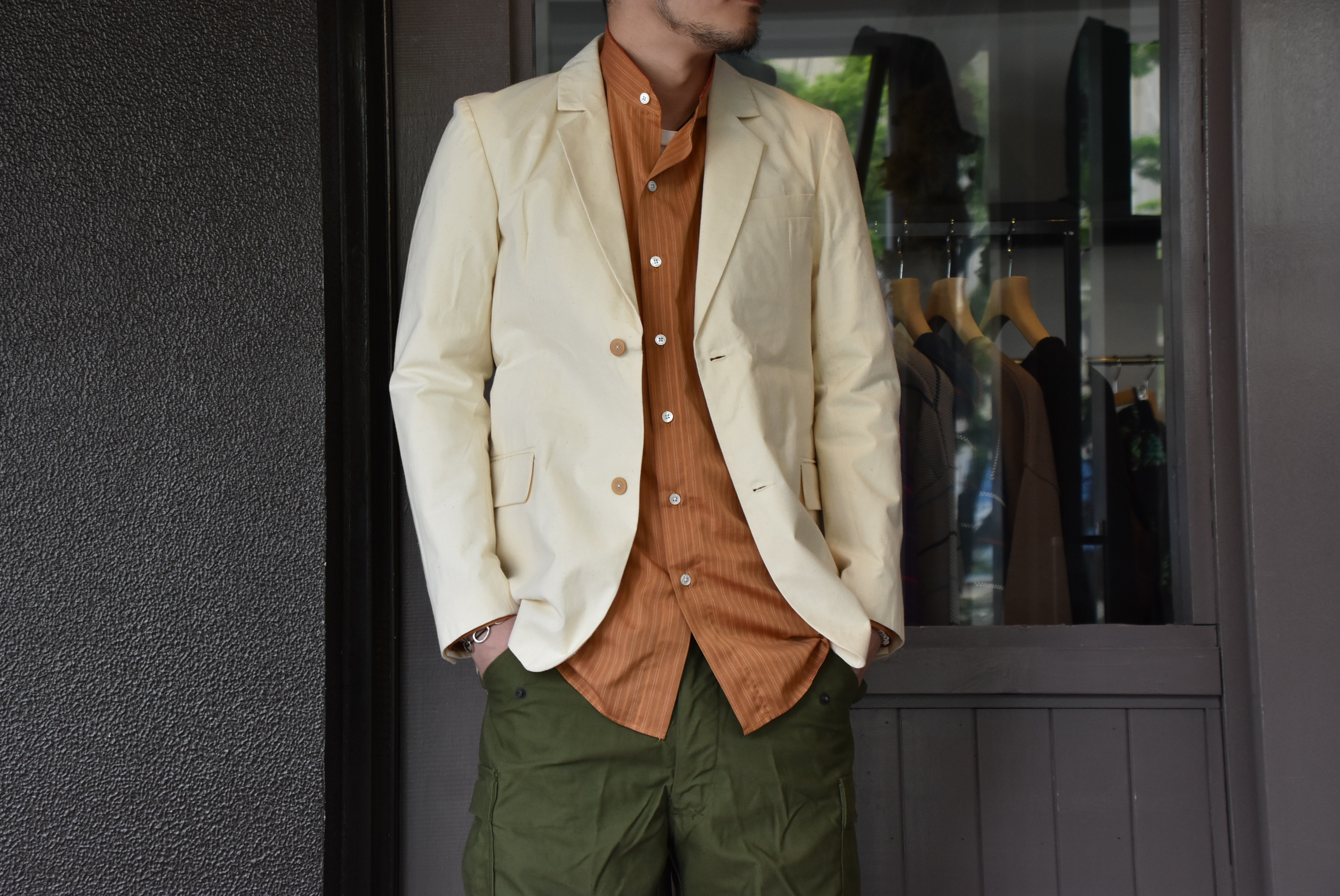 【2020 SS】 Cristaseya(クリスタセヤ)/ HANDMADE POPELINE MAO SHIRT With FRINGED COLLAR-Bronze stripe- #02SP-BRS(8)