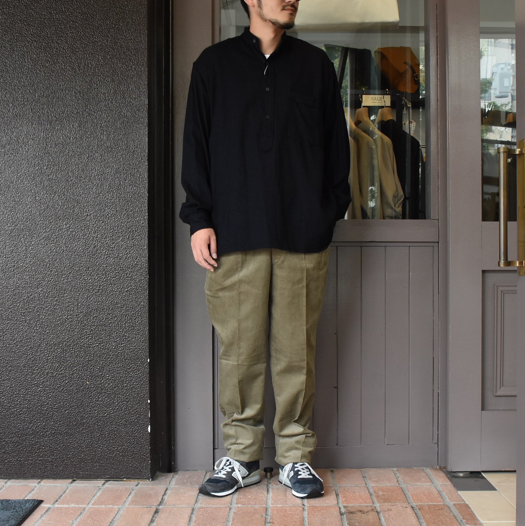 COMOLI (コモリ) シルクネルプルオーバーシャツ#S03-02009 -NAVY-(8)