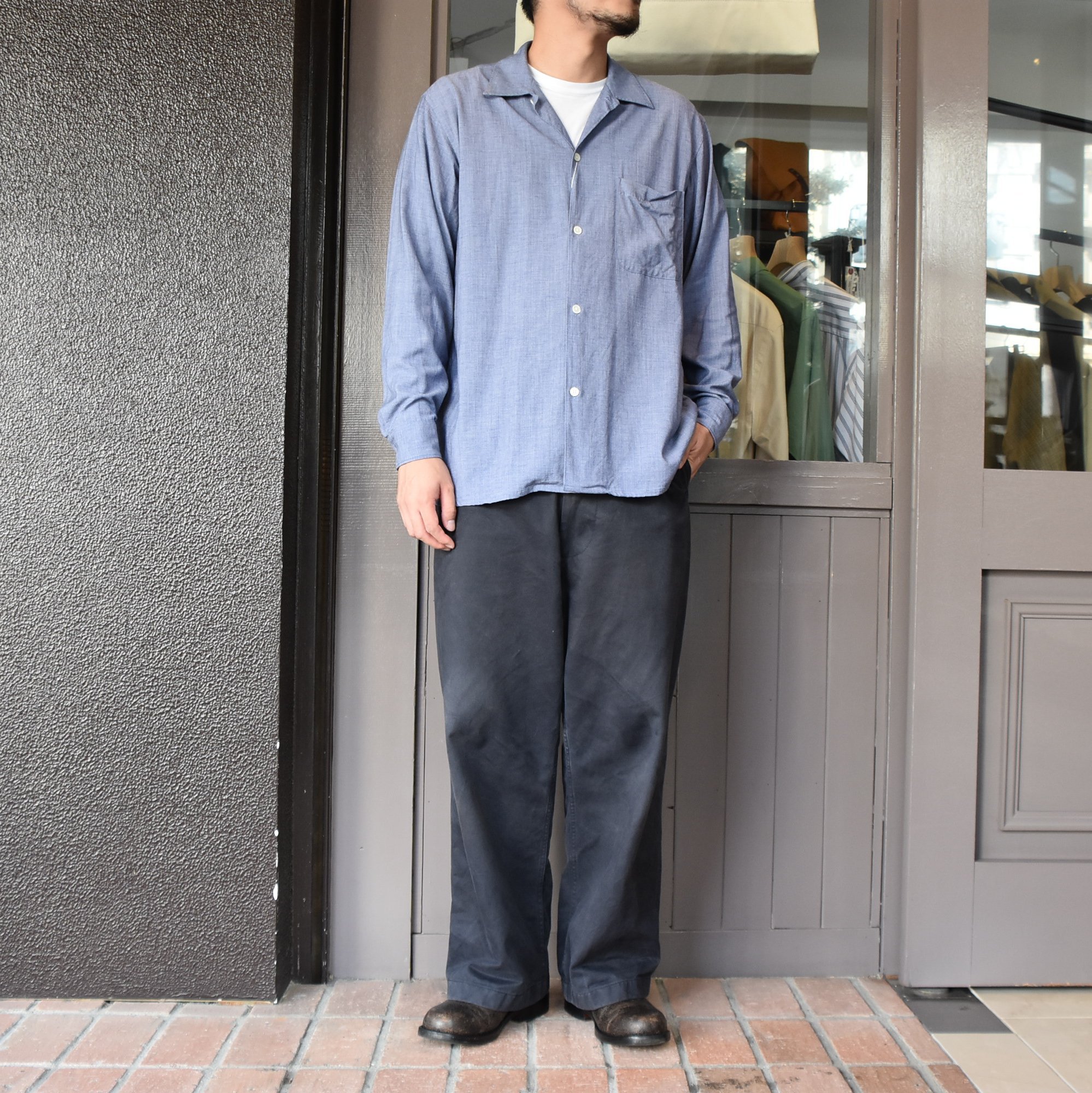 【2020】COMOLI (コモリ)ヴィスコースウールオープンカラーシャツ#S03-02006 -SAX-(8)