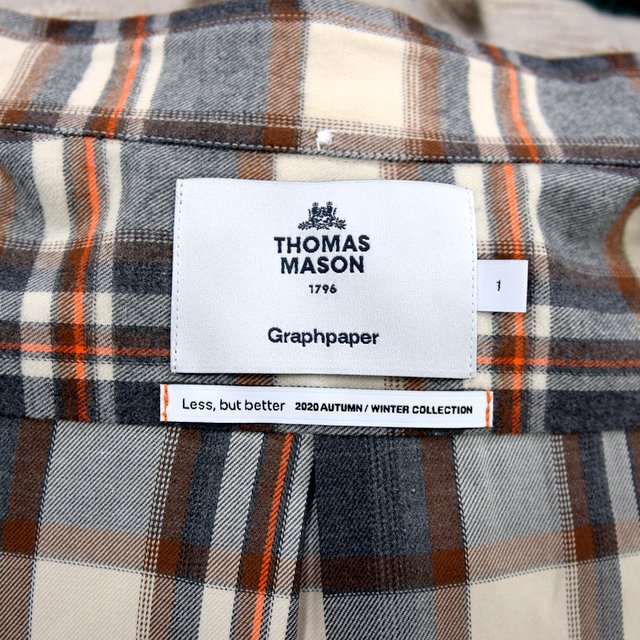 【2020】Graphpaper (グラフペーパー)/ THOMAS MASON FOR GP CHECK B.D BOX SHIRT -GRAY×ORANGE- #GM203-50180(8)