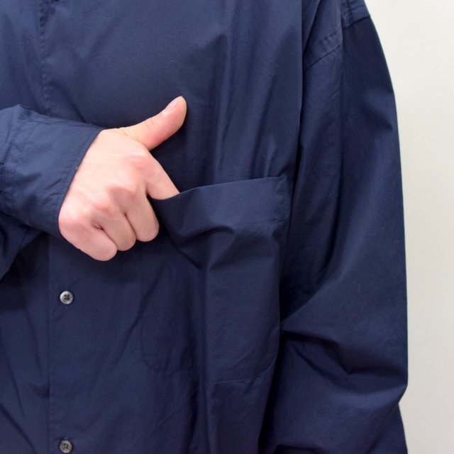 Graphpaper (グラフペーパー)/ BROAD OVERSIZED L/S BAND COLLAR SHIRT -NAVY- #GM211-50111B-GR(8)