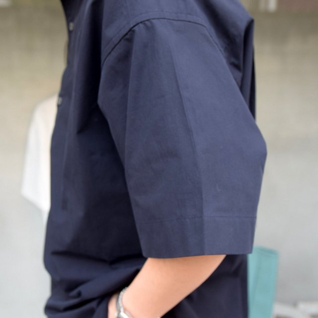 STUDIO NICHOLSON(スタジオニコルソン)/ SORONO POWDER COTTON OVERSIZED S/S SHIRTS -DARK NAVY- #SNM-567(8)