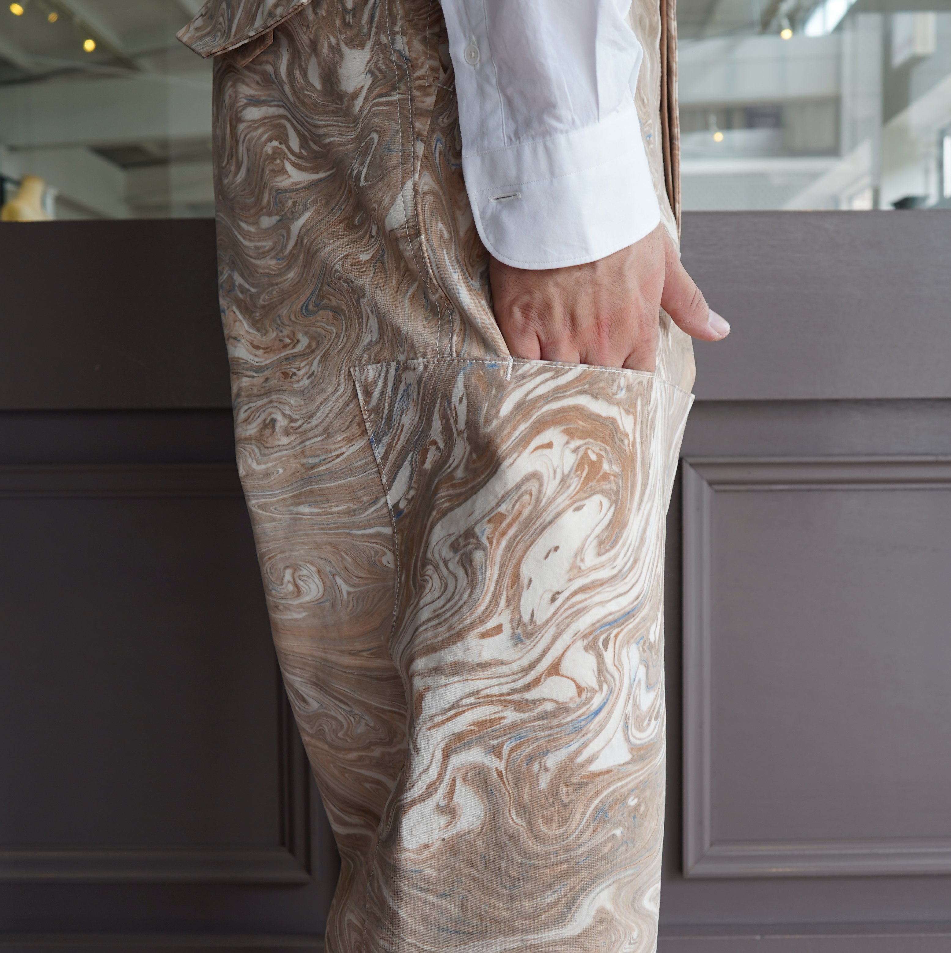 amachi.(アマチ) Double Knee Cargo Pants -Blue Beige Marble- #AY9-20(8)