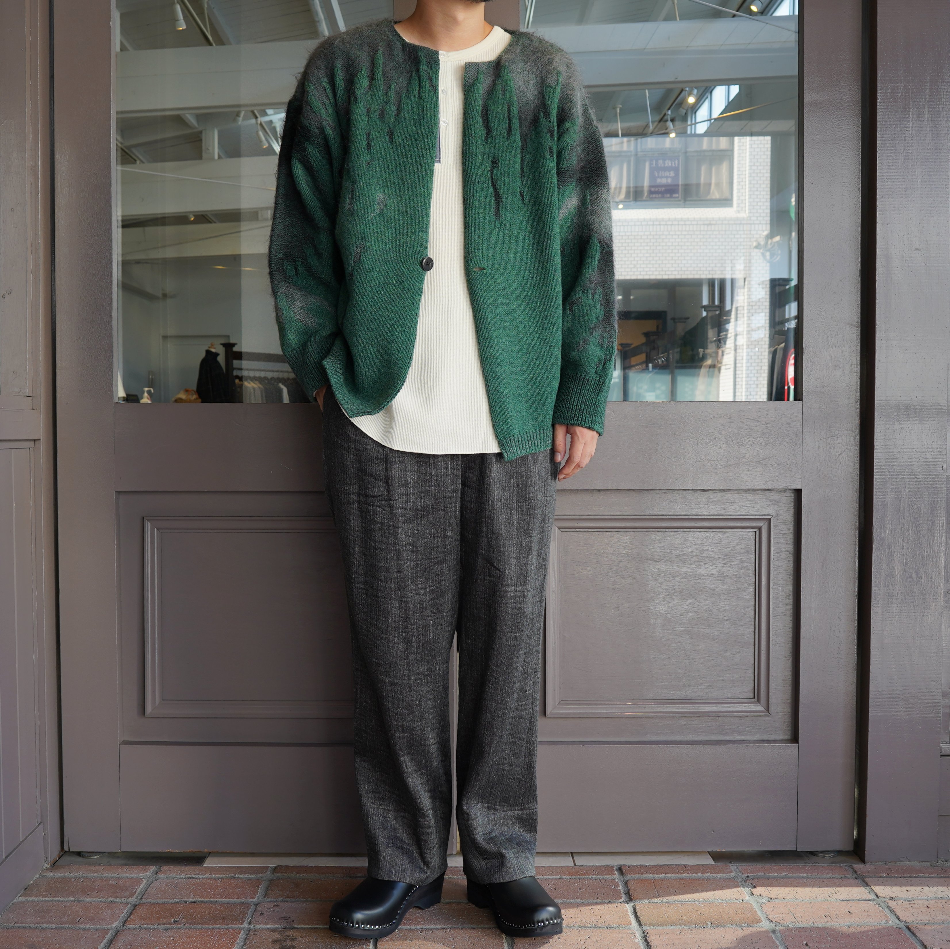 amachi.(アマチ)/Rainy Pattern Knit Cardigan-Green×Gray- #AY9-28(8)