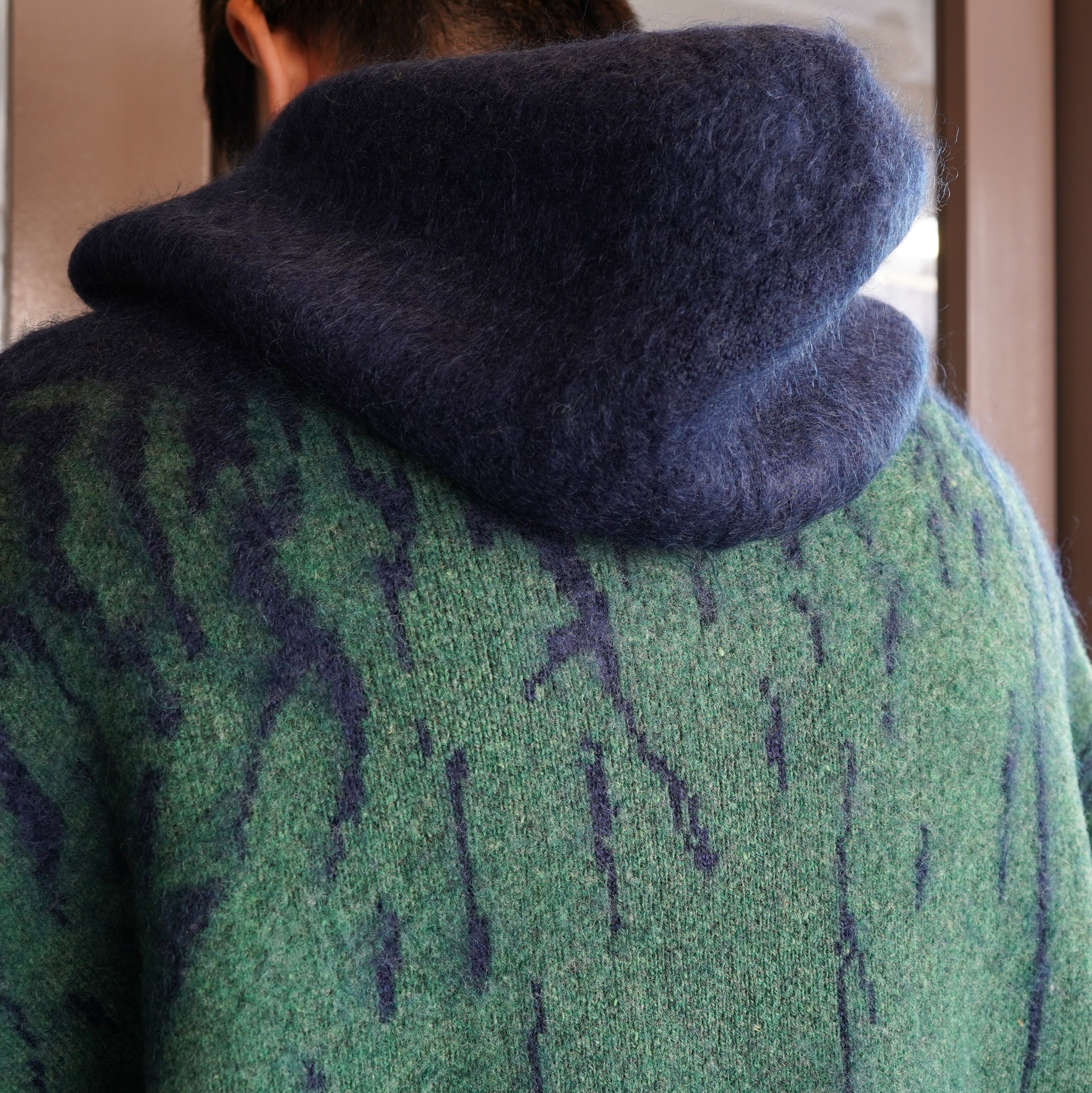 amachi.(アマチ)/Rainy Pattern Knit Hoodie -Blue×Green- #AY9-27(8)