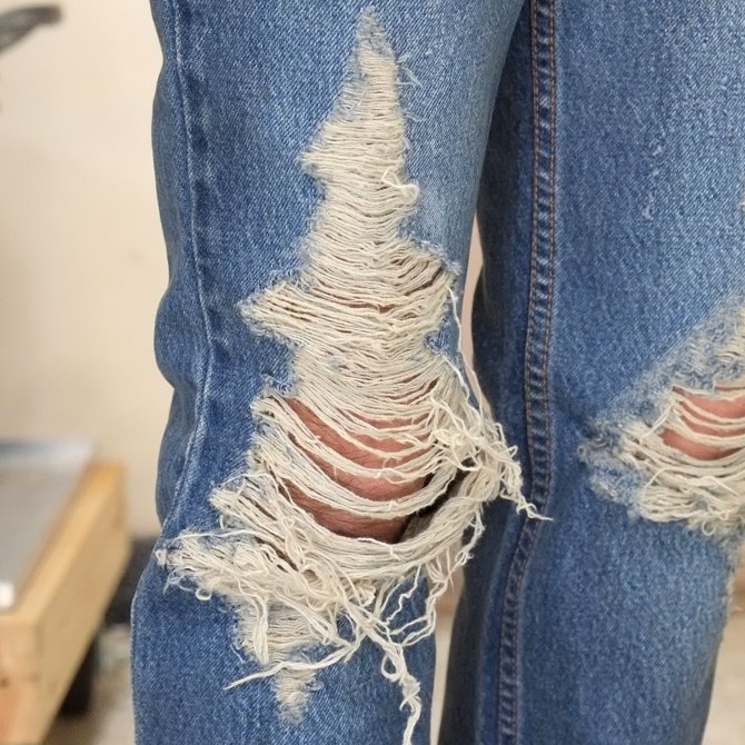【30% off sale】7 ×7 / seven by seven ( セブン バイ セブン ) REWORK DENIM PANTS (DAMAGE PROCESSING) - INDIGO -(9)