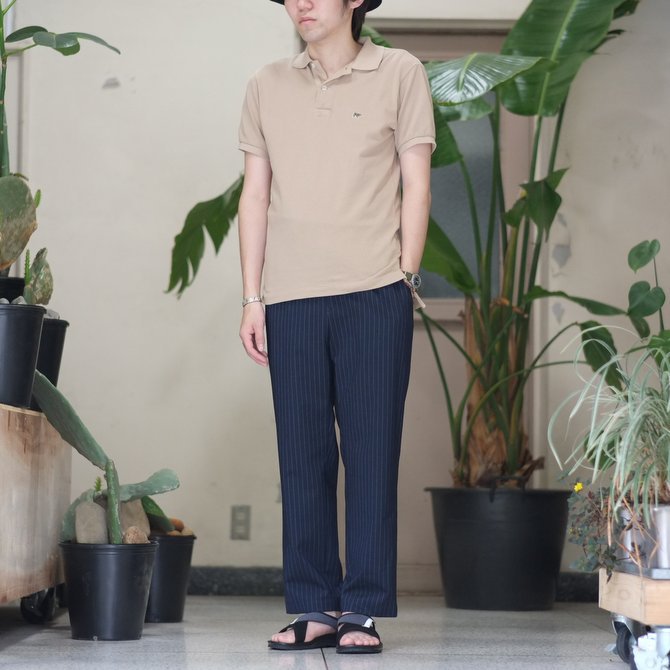 SCYE BASICS(サイベーシック) 40/1鹿の子ワンポイントポロシャツ -(42)BEIGE-(9)