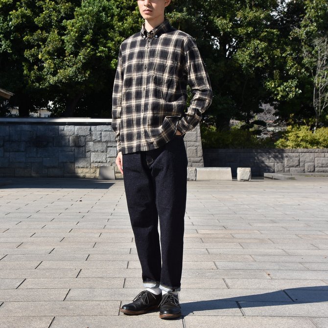 nisica(ニシカ)/ ルーズフィットボタンダウンシャツ L/SーBROWN CHECK- #NIS-837(9)