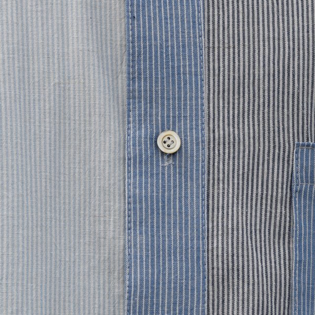 【30% off sale 】FRANK LEDER(フランクリーダー) STRIPES POCKET MIXED OLDSTYE SHIRT #0616083-32M(9)