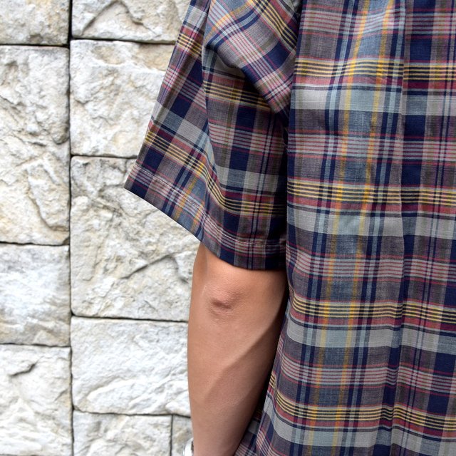 INDIVIDUALIZED SHIRTS(CfBrWACYhVc)/ Linen Camp Collar Shirt S/S (AthleticFit) -OLIVE CHECK-#IS1911198(9)