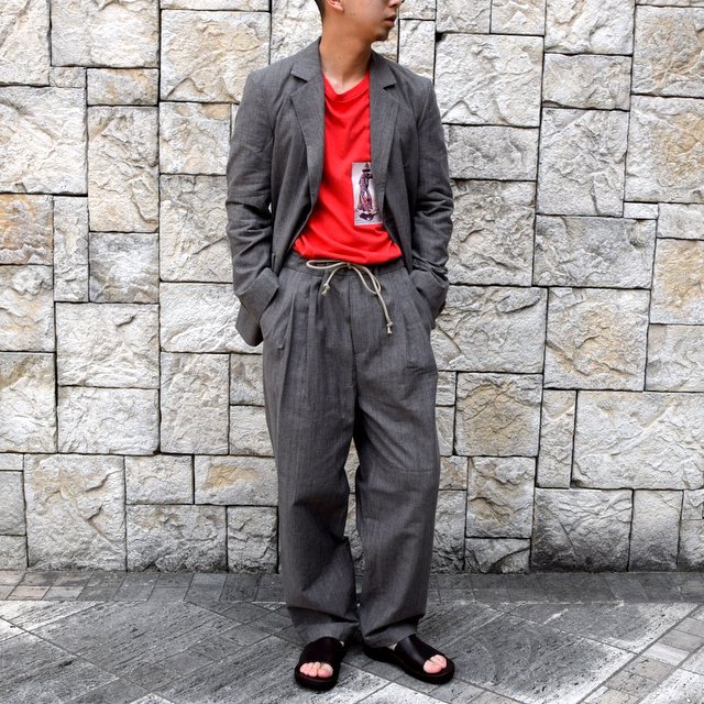 【2020 SS】FRANK LEDER(フランクリーダー)/ LIGHT GREY COTTON DRAWSTRING TROUSERS -GREY- #0913050-95(9)