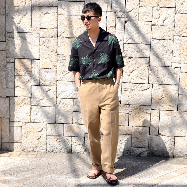 【2020 SS】blurhms(ブラームス) / OPEN COLLAR SHIRT S/S -PLANT- #BHS-20SS018CP(9)