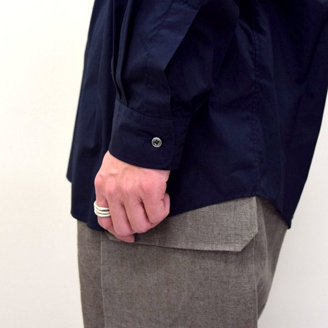 Graphpaper (グラフペーパー)/ BROAD OVERSIZED L/S BAND COLLAR SHIRT -NAVY- #GM211-50111B-GR(9)