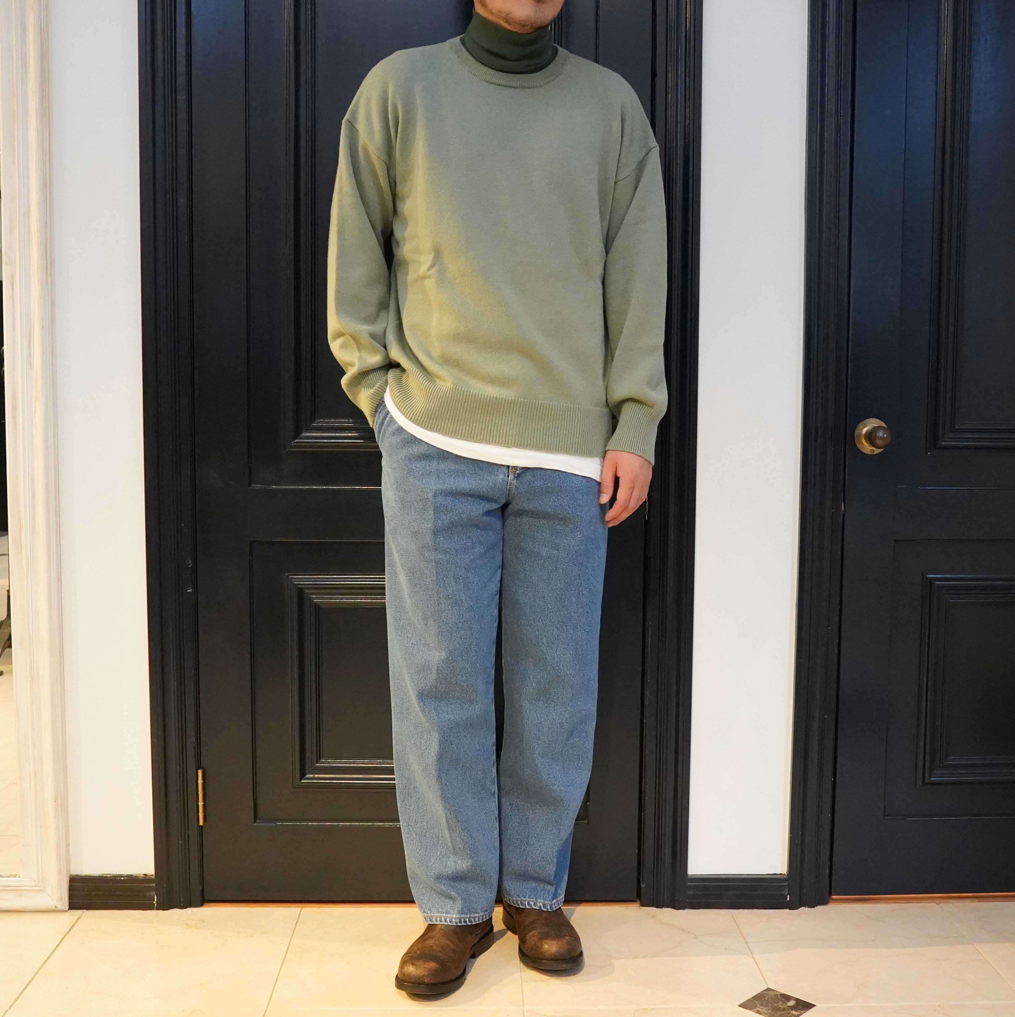Cristaseya(クリスタセヤ)/ Pleated trousers -Bleached indigo- #03ED-K(9)