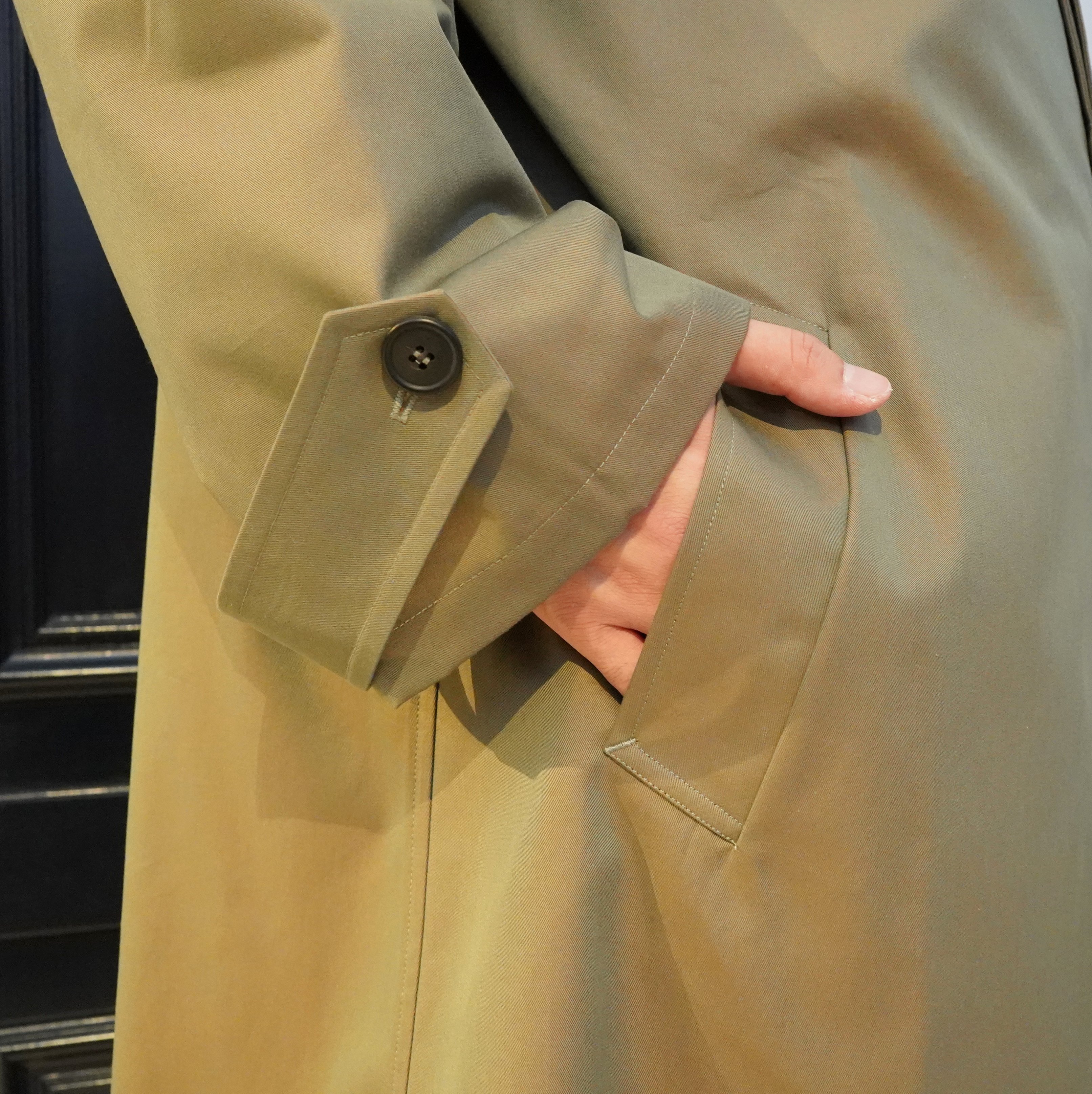 Cristaseya(クリスタセヤ)/Oversized trench with leather patch coat -Petroli- #01KA-CO-PE(9)
