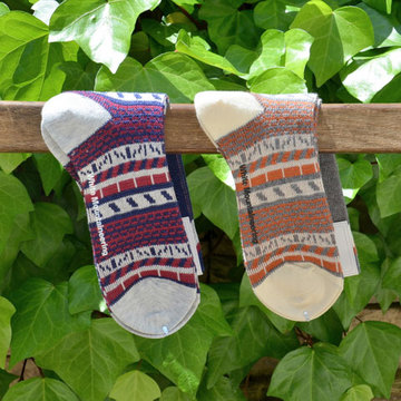 White Mountaineering(ホワイトマウンテニアリング) Cotton Jacquard Abstract Pattern Middle Socks