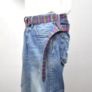 y40% off salezts(s)(eB[GXGX) Bold Stripe Linen Cloth Belt -(82)Pink-Line-