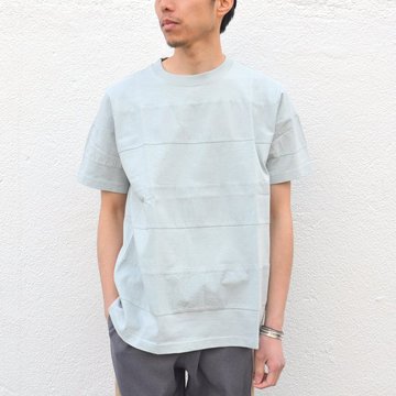 【40% off sale】ts(s) (ティーエスエス) Cloth & Jersey Comb.Border Striped T-shirt -(25)IceGray- #ET36XC08