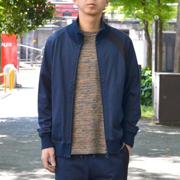 【40% OFF SALE】 ts(s) (ティーエスエス) Smooth Cotton Terry Jersey Asymmetry Line Track Jacket -(28)Dark Navy- #ET38XC09