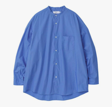 【23AW】Graphpaper (グラフペーパー)/ Broad L/S Oversized Band Collar Shirts -C.GRAY&BLUE- #GM233-50002B