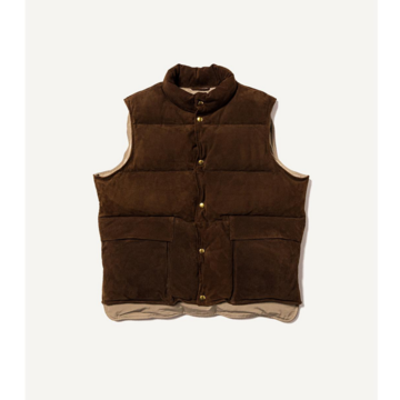 【23AW】A.PRESSE(ア プレッセ)/ Suede Down Vest -BROWN- #23AAP-01-27H