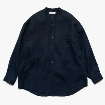 [24SS]Graphpaper (Oty[p[)/ Linen L/S Oversized Band Collar Shirts -NAVY- #GM241-50274B