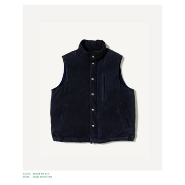 (24aw) A.PRESSE(A vbZ)/ Suede Down Vest -NAVY- #24AAP-01-07H