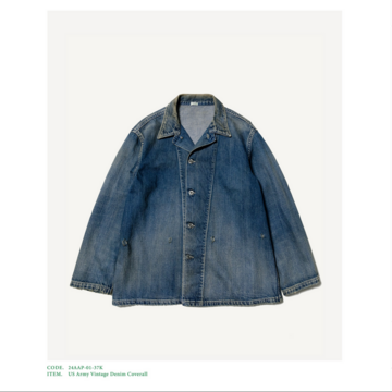 (24aw) A.PRESSE(A vbZ)/ US Army Vintage Denim Coverall -INDIGO- #24AAP-01-37K