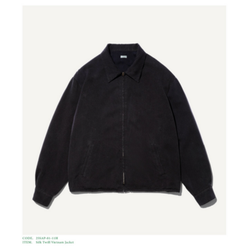 [25SS] A.PRESSE(A vbZ)/ Silk Twill Vietnam Jacket -BLACK- #25SAP-01-11H