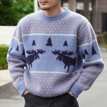 y24awzMAATEE&SONS(}[eB[AhTY)/ JACQUARD P/O SWEATER giJC -C/33BLUEYELLOW-  #MT4303-0122