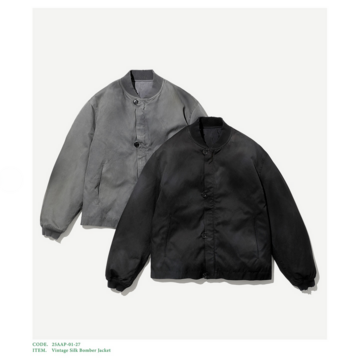 [25AW] A.PRESSE(A vbZ)/ Vintage Silk Bomber Jacket -BLACK- #25AAP-01-27