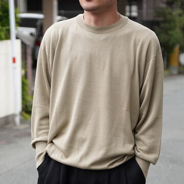  Olde H&Daughter(I[hGC`Ahh[^[)/ SILK PLAIN STICH CREW NECK KNITWEAR -3color- #BK004