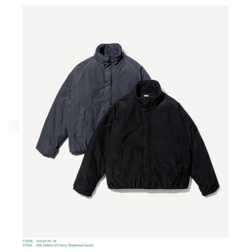 y25AWz A.PRESSE(A vbZ)/ Silk Taffeta US Navy Shipboard Jacket -BLACK- #25AAP-01-30