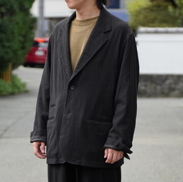 ULTERIOR(AeA) / WASHED WOOL SILK STRIPE 2B JKT  -BLACK- #UJK27-KC211
