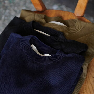  Olde H&Daughter(I[hGC`Ahh[^[)/ SILK PLAIN STICH CREW L/S -3color- #BK004