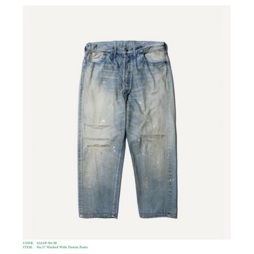 y25AWz A.PRESSE(A vbZ)/ No.37 Washed Wide Denim Pants -BLEACH- #25AAP-04-40