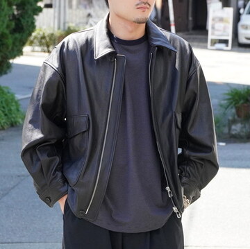  [25AW] YOKE([N)/ LEATHER FLIGHT JACKET -BLACK- #YK25FW01017B