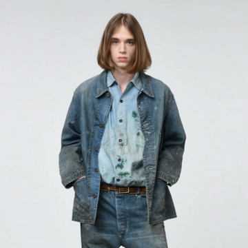 BOWWOW(oEE)/PAINT-STAINED ENGINEER'S COVERALL -AGED INDIGO- #BW252-PSEC