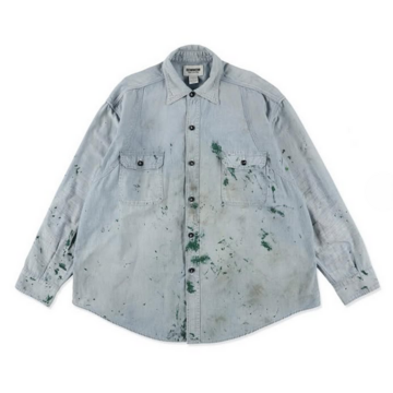 BOWWOW(oEE) / PAINT STAINED CHAMBRAY SHIRT, VENT HOLES -AGED INDIGO- #BW252-PSCSV