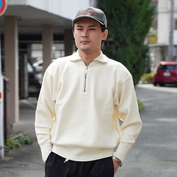  Olde H&Daughter(I[hGC`Ahh[^[)/ WOOL KNIT TRACK HALF ZIP -2color- #BK085