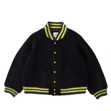 BOWWOW(oEE) / ST. MACLAREN UNIV. VARSITY JACKET AGED -NVY~YEL- #BW252-MUVJ