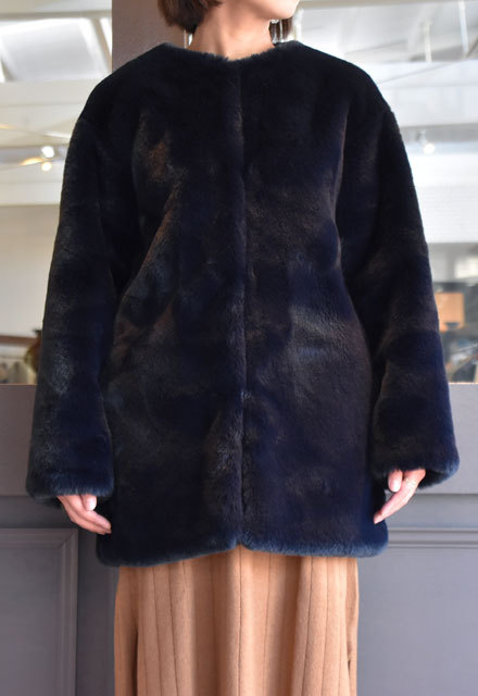 【30% off sale】SMUK / ストール付き エコファーコート(2色展開)(10)