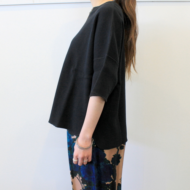 Graphpaper(グラフペーパー)【20 SS】Waffle S/S Slit Neck Tee(2色展開)_GL201-70130B【K】(10)