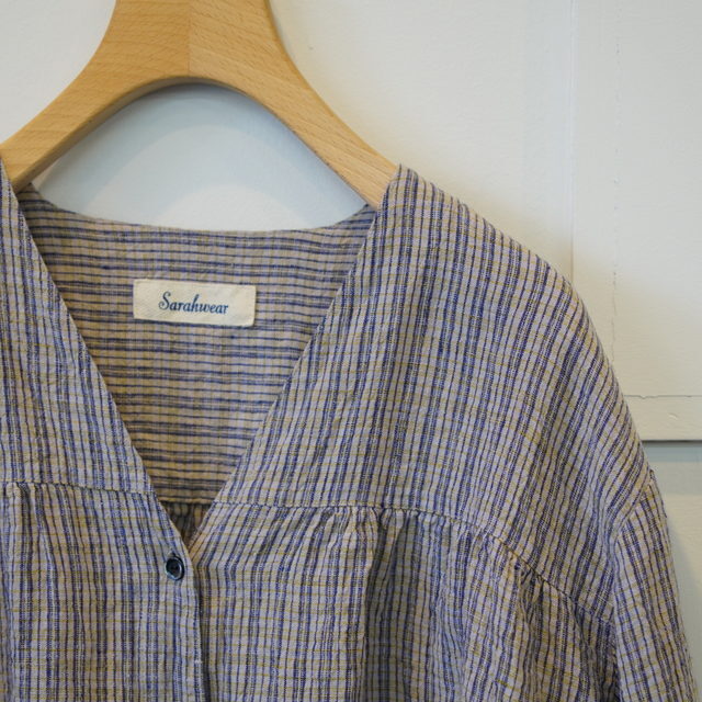 SARAH(サラ) FARMER'S MINI CHECK LINEN BLOUSE #C52979(10)