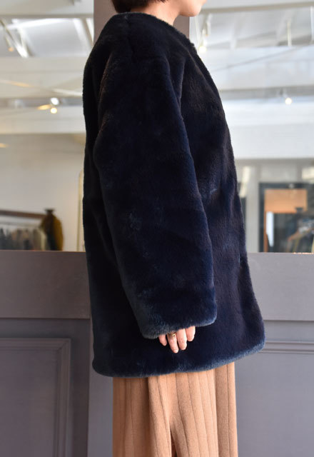【30% off sale】SMUK / ストール付き エコファーコート(2色展開)(11)