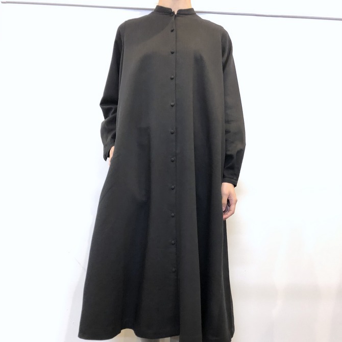 ÉCOLE DE CURIOSITÉS(エコールドキュリオジテ)【19AW】W.FACE COTTON WOOL DRESS_DELPHINE【K】(1)