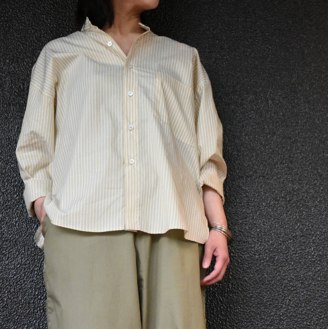 【30% off sale】CristaSeya(クリスタセヤ)/ STRIPED JAPANESE COTTON PYJAMA SHIRT #02DA-ST-Y(1)